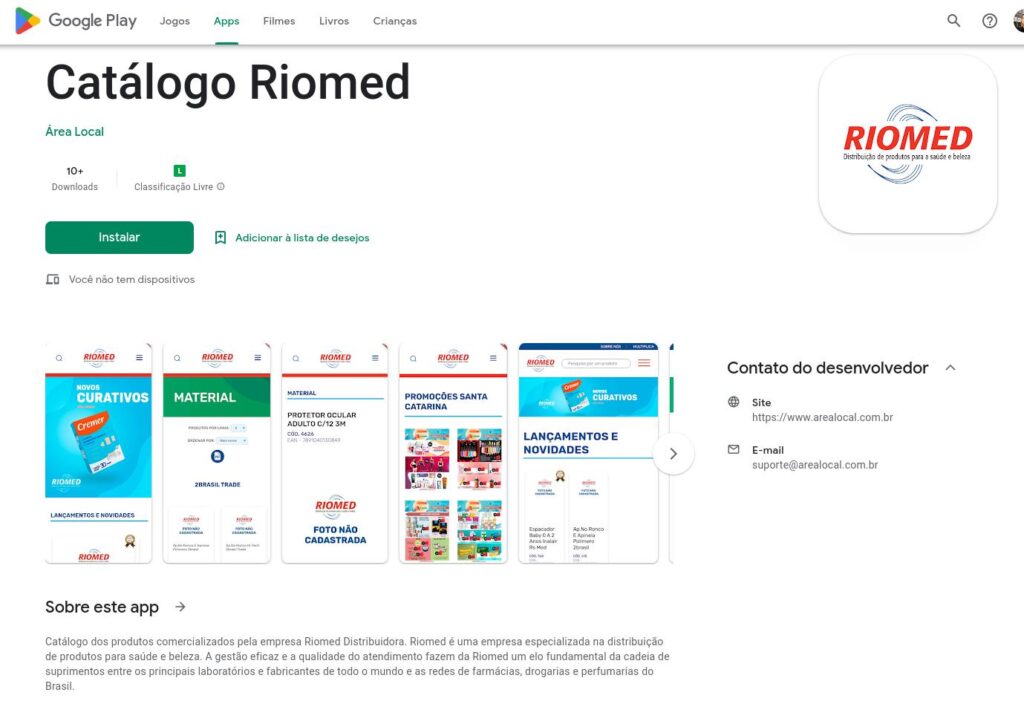 Catálogo Riomed no Google Play